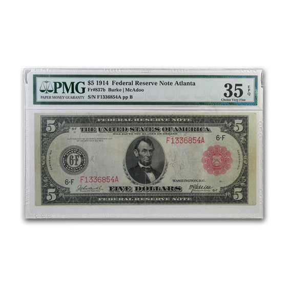 1914 (F-Atlanta) $5.00 FRN VF-35 PMG 1914 (F-Atlanta) $5.00 FRN VF-35 PMG