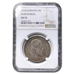 1914-F Germany Silver 3 Mark Wilhelm II AU-55 NGC