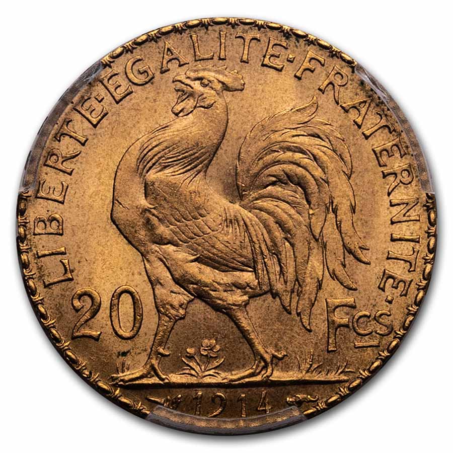 Buy 1914 France Gold 20 Francs Rooster MS-66 PCGS | APMEX