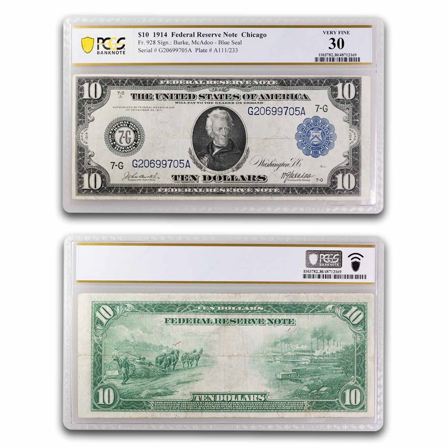1914 (G-Chicago) $10 FRN VF-30 PCGS (Fr#928)