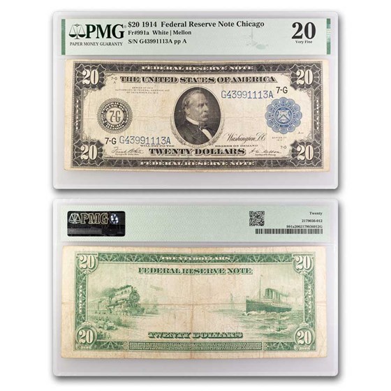 1914 (G-Chicago) $20 FRN VF-20 PMG (Fr#990) 1914 (G-Chicago) $20 FRN VF-20 PMG (Fr#990)