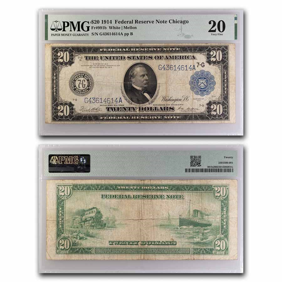 1914 (G-Chicago) $20 FRN VF-20 PMG (Fr#991b)