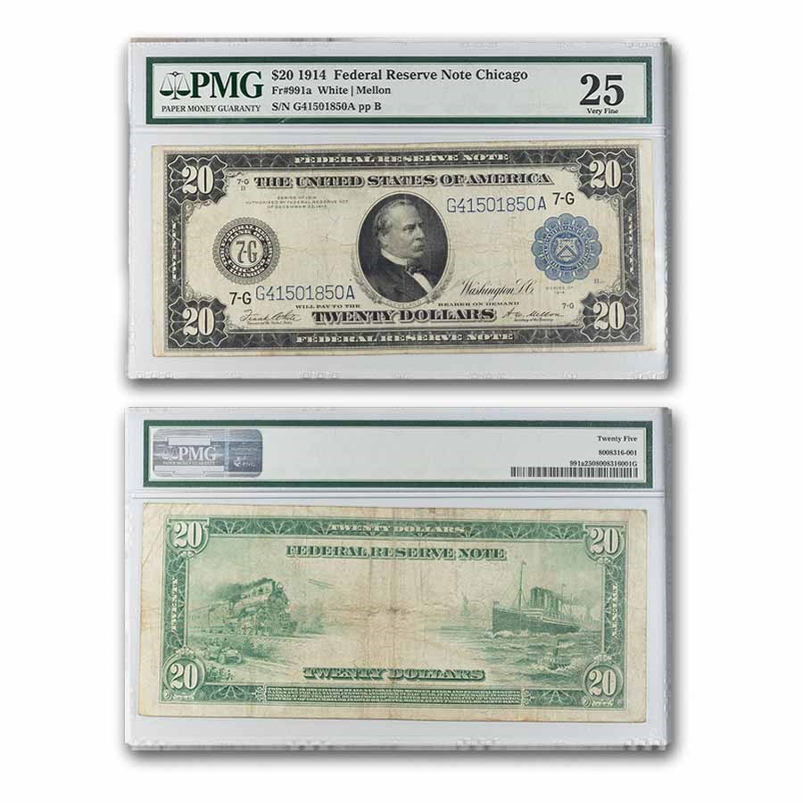 1914 (G-Chicago) $20 FRN VF-25 PMG (Fr#991a)