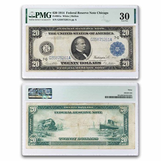 1914 (G-Chicago) $20 FRN VF-30 PMG (Fr#991a)