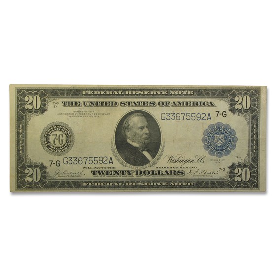 1914 (G-Chicago) $20 FRN VF (Fr#990) 1914 (G-Chicago) $20 FRN VF (Fr#990)