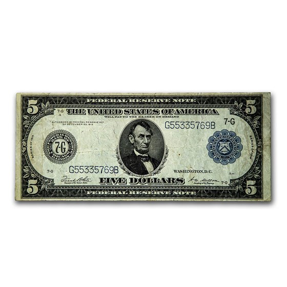 1914 (G-Chicago) $5.00 FRN Fine (Fr#871C) 1914 (G-Chicago) $5.00 FRN Fine (Fr#871C)