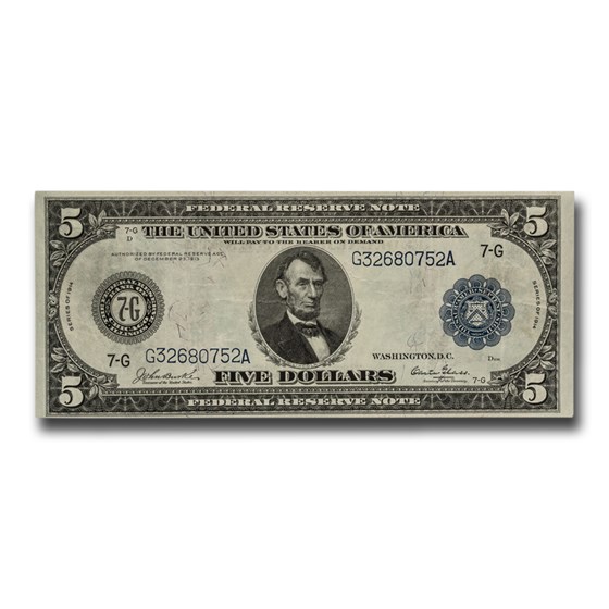 1914 (G-Chicago) $5.00 FRN VF (Fr#869) 1914 (G-Chicago) $5.00 FRN VF (Fr#869)