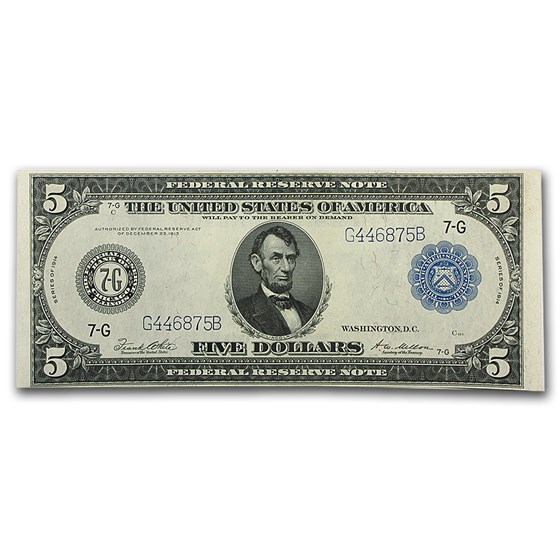 1914 (G-Chicago) $5 FRN AU 1914 (G-Chicago) $5 FRN AU