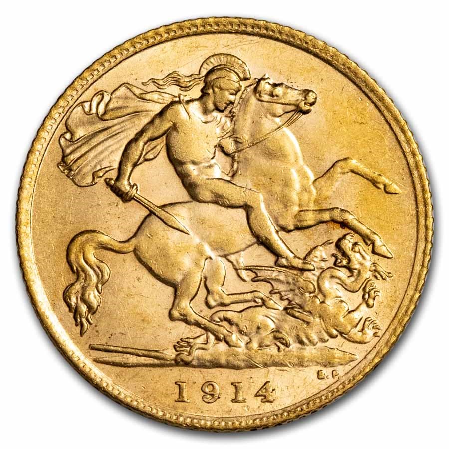 1914 Great Britain Gold 1/2 Sovereign George V BU