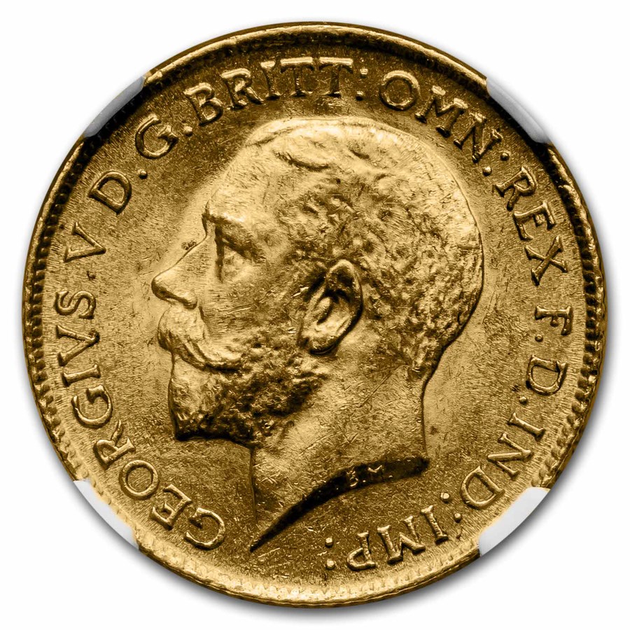 1914 Great Britain Gold 1/2 Sovereign George V MS-64 NGC