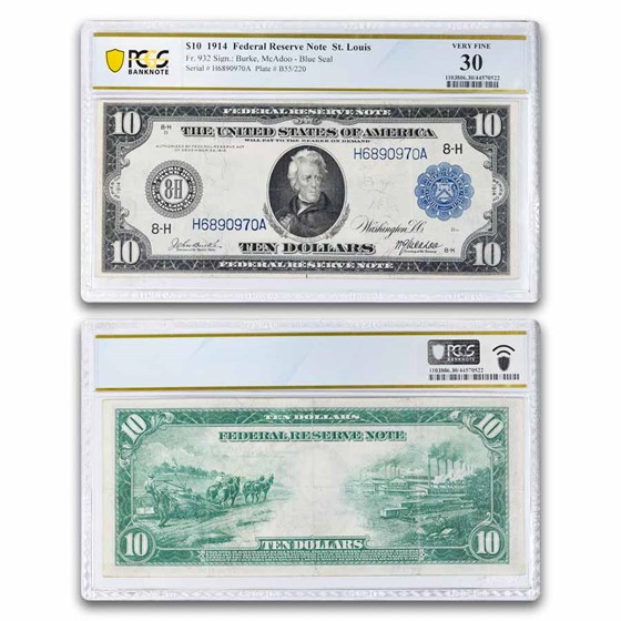 1914 (H-St. Louis) $10 FRN VF-30 PCGS (Fr#932)