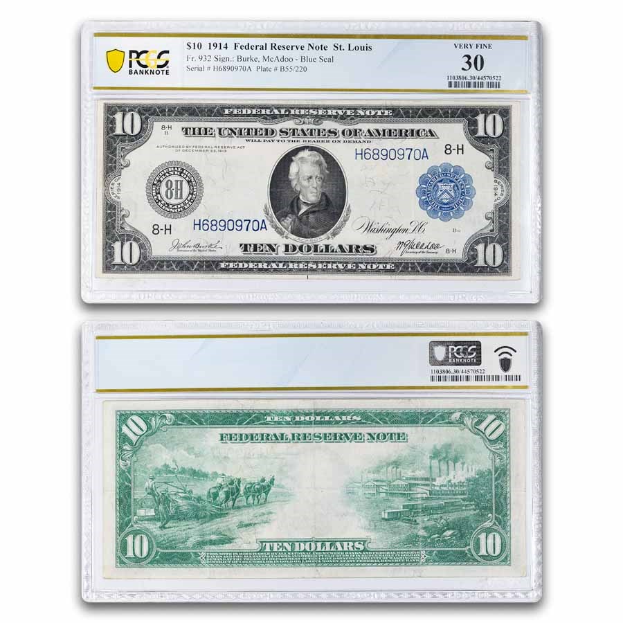 1914 (H-St. Louis) $10 FRN VF-30 PCGS (Fr#932)