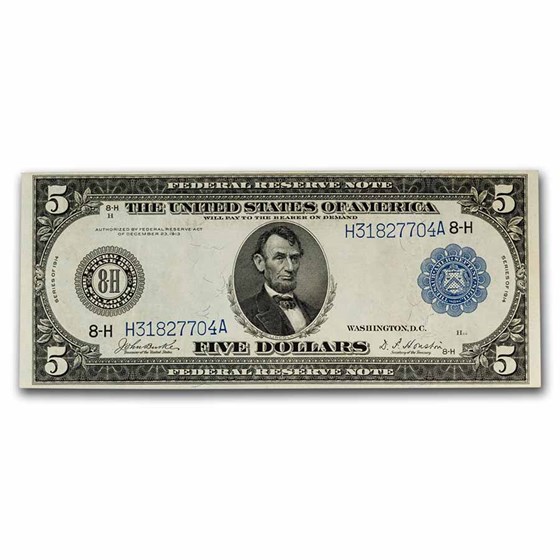 1914 (H-St. Louis) $5.00 FRN XF (Fr#874) 1914 (H-St. Louis) $5.00 FRN XF (Fr#874)
