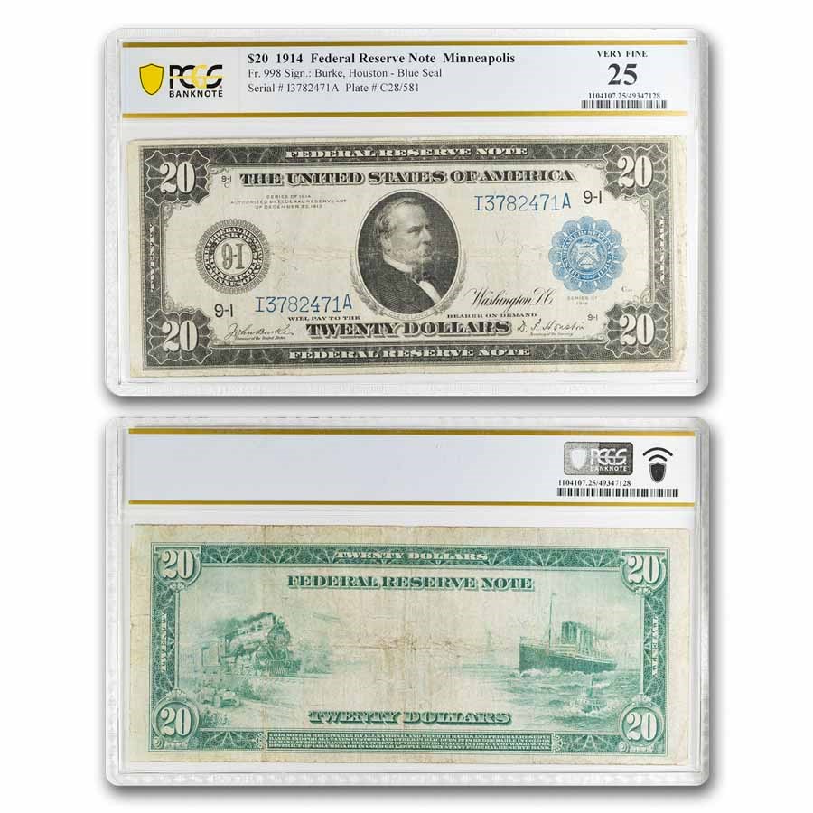 1914 (I-Minneapolis) $20 FRN VF-25 PCGS (Fr#998)