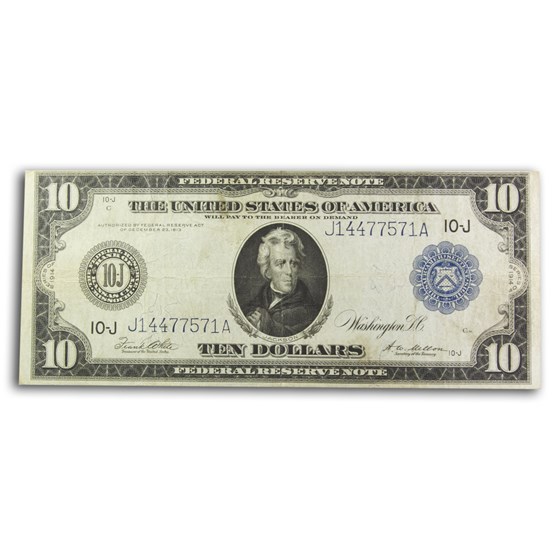 1914 (J-Kansas City) $10 FRN VF (Fr#943A)