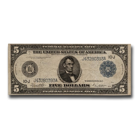 1914 (J-Kansas City) $5.00 FRN Fine (Fr#883) 1914 (J-Kansas City) $5.00 FRN Fine (Fr#883)