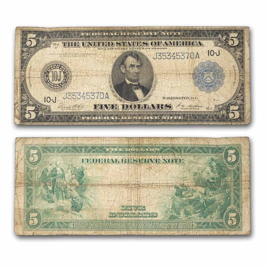 1914 (J-Kansas City) $5.00 FRN VG (Fr#883A)