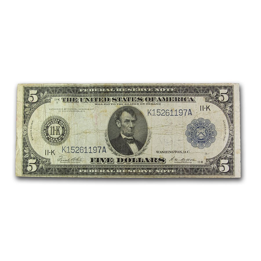 1914 (K-Dallas) $5.00 FRN Fine (Fr#887)