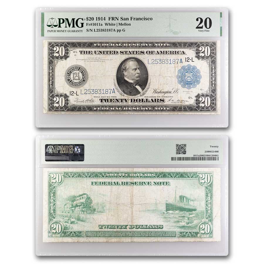 1914 (L-San Francisco) $20 FRN VF-20 PMG (Fr#1011a)