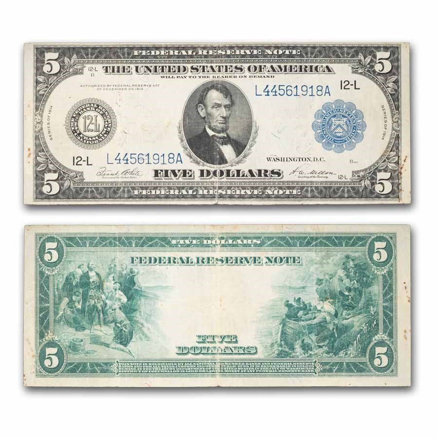 1914 (L-San Francisco) $5.00 FRN Fine (Fr#891A) Details