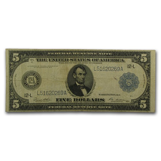 1914 (L-San Francisco) $5.00 FRN VF (Fr#891A) 1914 (L-San Francisco) $5.00 FRN VF (Fr#891A)