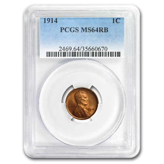 1914 Lincoln Cent MS-64 PCGS (Red/Brown) 1914 Lincoln Cent MS-64 PCGS (Red/Brown)