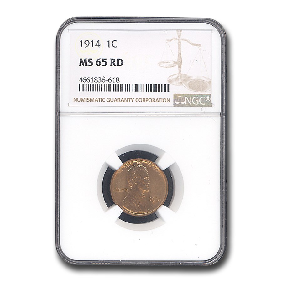 1914 Lincoln Cent MS-65 NGC (Red)