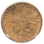 1914-S $10 Indian Gold Eagle AU-53 NGC