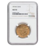 1914-S $10 Indian Gold Eagle AU-53 NGC