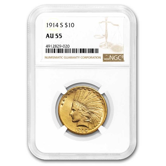 1914-S $10 Indian Gold Eagle AU-55 NGC 1914-S $10 Indian Gold Eagle AU-55 NGC