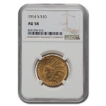1914-S $10 Indian Gold Eagle AU-58 NGC