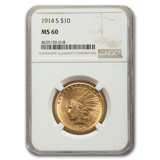 1914-S $10 Indian Gold Eagle MS-60 NGC 1914-S $10 Indian Gold Eagle MS-60 NGC