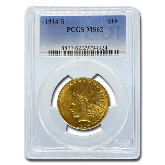 1914-S $10 Indian Gold Eagle MS-62 PCGS