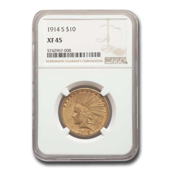 1914-S $10 Indian Gold Eagle XF-45 NGC 1914-S $10 Indian Gold Eagle XF-45 NGC