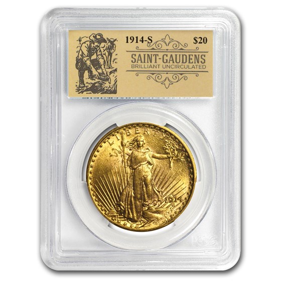 1914-S $20 Saint-Gaudens Double Eagle BU PCGS (Prospector Label) 1914-S $20 Saint-Gaudens Double Eagle BU PCGS (Prospector Label)