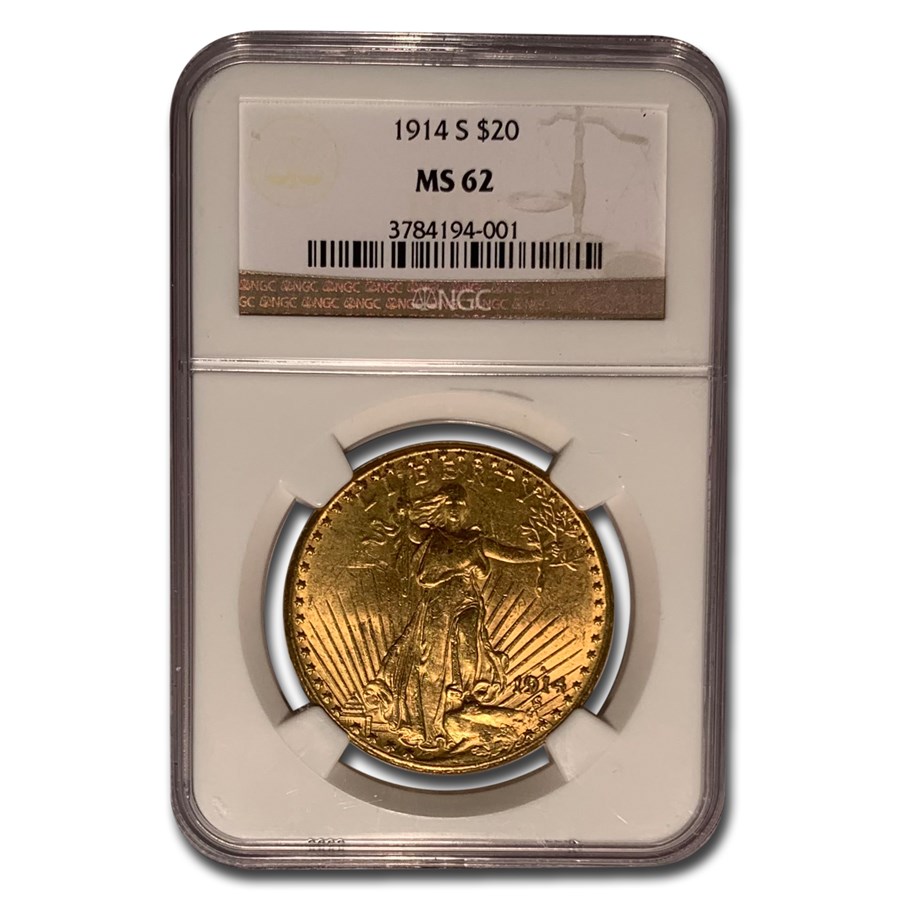 1914-S $20 Saint-Gaudens Gold Double Eagle MS-62 NGC
