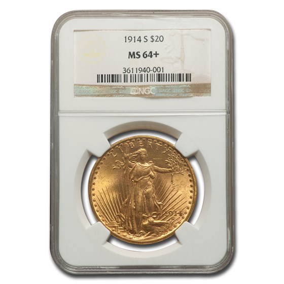 1914-S $20 Saint-Gaudens Gold Double Eagle MS-64+ NGC 1914-S $20 Saint-Gaudens Gold Double Eagle MS-64+ NGC