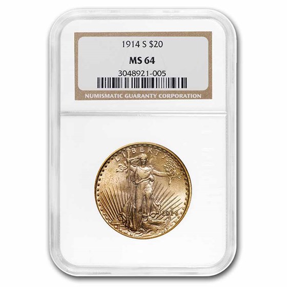 1914-S $20 Saint-Gaudens Gold Double Eagle MS-64 NGC