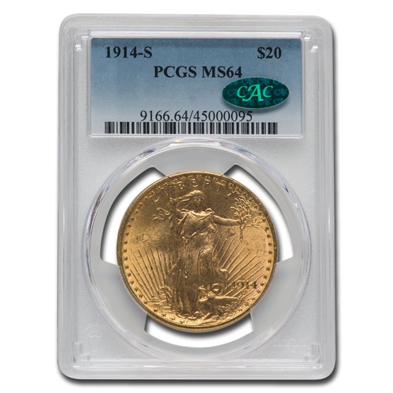 1914-S $20 Saint-Gaudens Gold Double Eagle MS-64 PCGS (CAC)