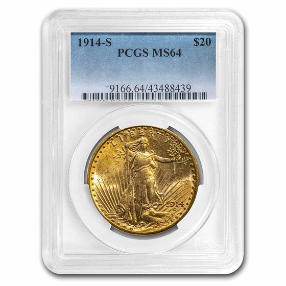 1914-S $20 Saint-Gaudens Gold Double Eagle MS-64 PCGS