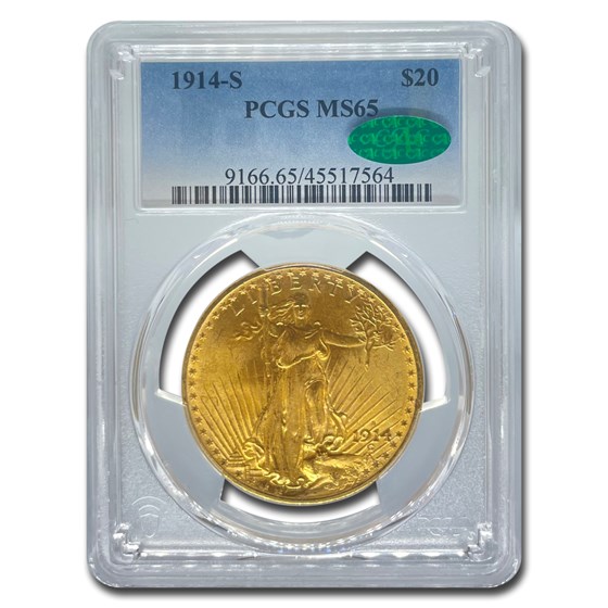 1914-S $20 Saint-Gaudens Gold Double Eagle MS-65 PCGS (CAC) 1914-S $20 Saint-Gaudens Gold Double Eagle MS-65 PCGS (CAC)