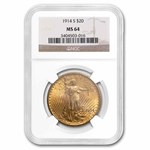 1914-S $20 St Gaudens Gold Double Eagle MS-64 NGC