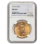 1914-S $20 St Gaudens Gold Double Eagle MS-65+ NGC