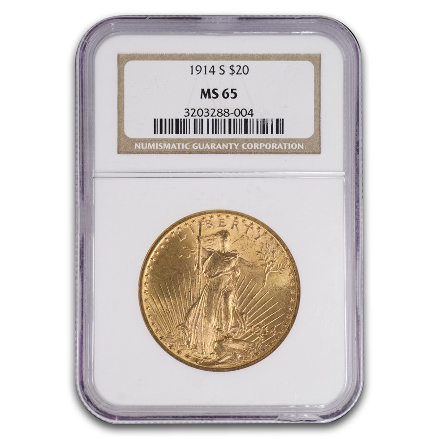 1914-S $20 St Gaudens Gold Double Eagle MS-65 NGC