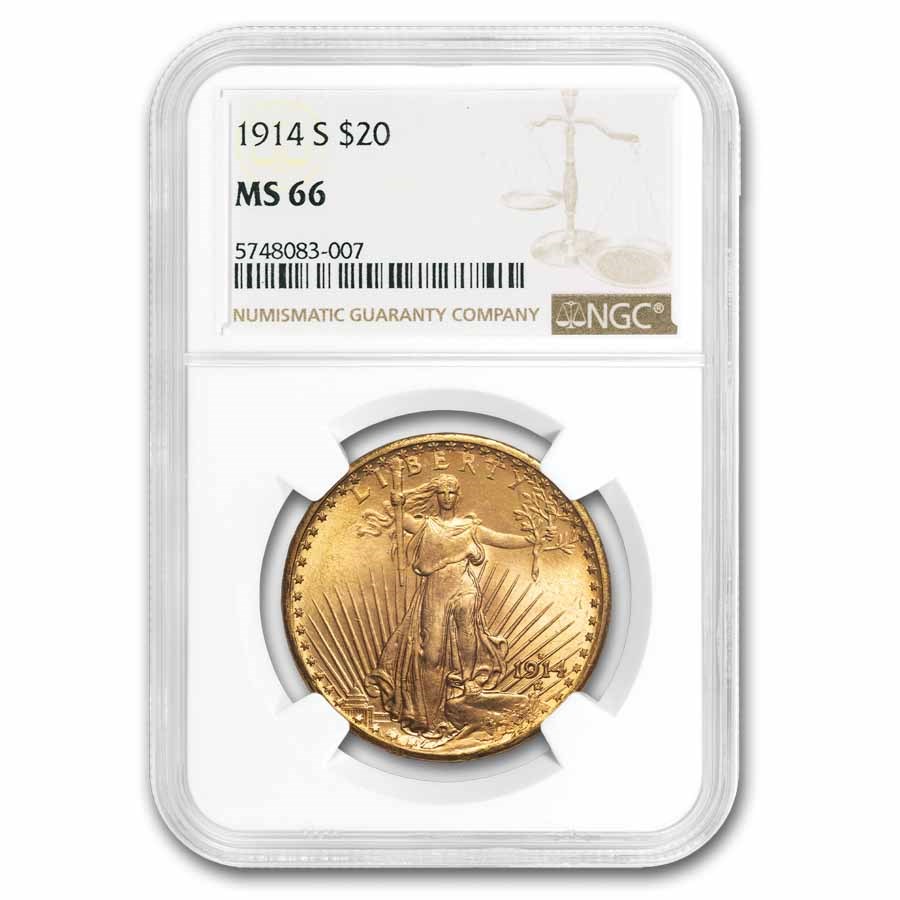 1914-S $20 St Gaudens Gold Double Eagle MS-66 NGC
