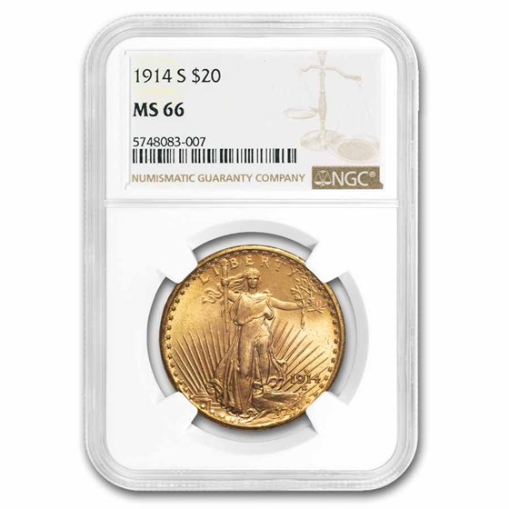 1914-S $20 St Gaudens Gold Double Eagle MS-66 NGC 1914-S $20 St Gaudens Gold Double Eagle MS-66 NGC