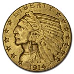 1914-S $5 Indian Gold Half Eagle AU