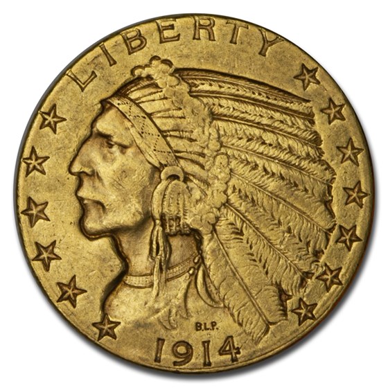 1914-S $5 Indian Gold Half Eagle AU 1914-S $5 Indian Gold Half Eagle AU
