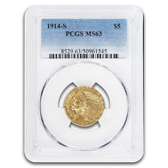 1914-S $5 Indian Gold Half Eagle MS-63 PCGS