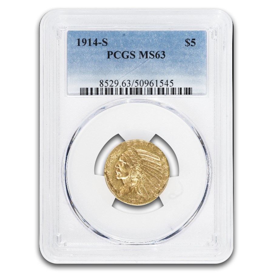 1914-S $5 Indian Gold Half Eagle MS-63 PCGS
